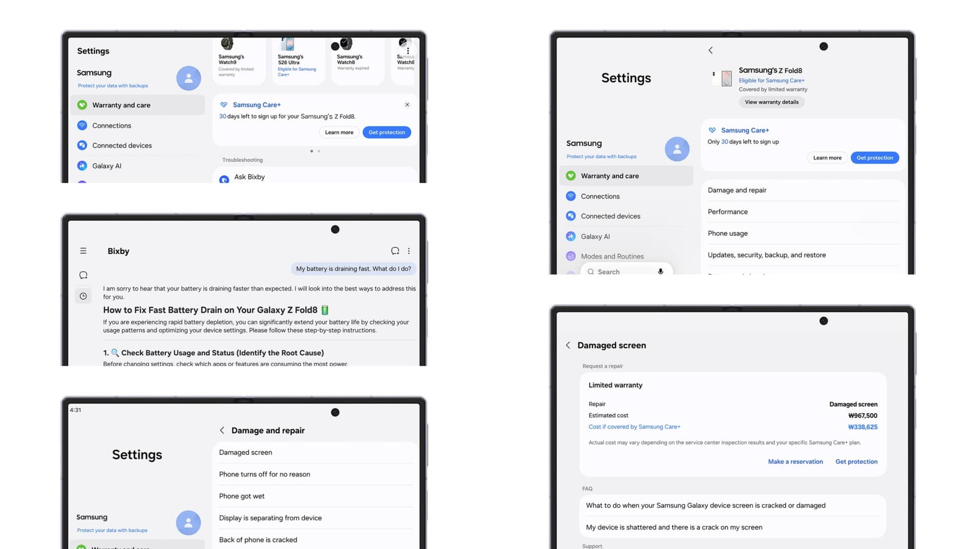 Samsung Warranty and Care Menu Arrives With One UI 9 Foldables